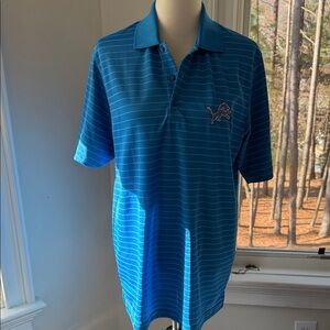 Antigua Detroit Lions Blue & White Stipe Polo, Medium, GUC